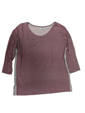 MEDIUM Van Winkle & Co pajama Lounge Wear Top Pink Grey 3/4 Sleeve